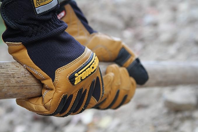 Ironclad Ranchworx Work Gloves RWG2, Premier Leather Work Glove, Performance Fit, Durable, Machine Washable, (1 Pair), RWG2-06-XXL,Black/Tan
