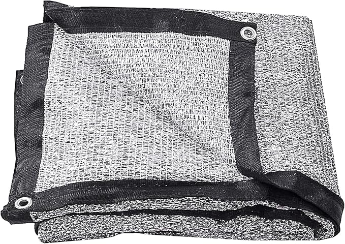 90% Aluminet Shade Cloth 6.5ft x 10ft - Heavy Duty Aluminum Shade Cloth with Grommets, Reflective Sun Block Shade Net for Greenhouse, Plants, Dog Kennel, Car Cover, Patio, Garden (Silver)