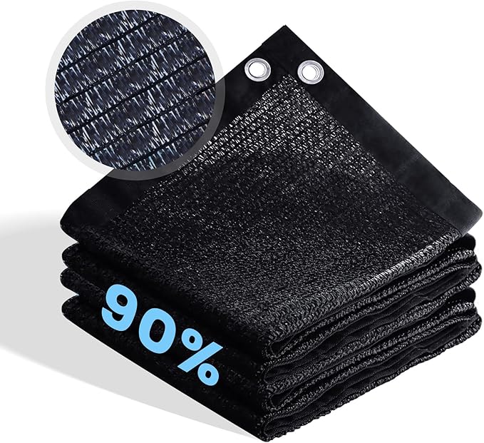 90% Shade Cloth for Garden, Customizing Outdoor Sun Shade Netting with Reinforced Grommets, Pergola Shade Cover Mesh Tarp for Plants Patio Greenhouse Chicken Coop, 6x21 FT, Black