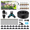Drip Irrigation Kit - 100 FT. Hose Sprinkler System with 360° nozzles and T-connectors for Gardens, lawns, Plants, Flower beds, Trees, patios and hydroponics (Closeable nozzle-20)