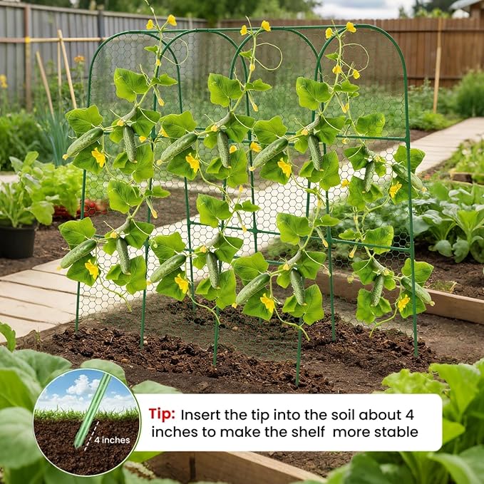 Cucumber Trellis, 50" X 47" U-Shape Garden Trellis for Climbing Plants Outdoor, Arch Trellis Cucumber for Raised Bed, Foldable Plant Support for Vine/Vegetable/Tomato/Zucchini/Pea
