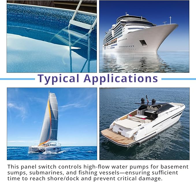 3-Way Bilge Pump Rocker Switch Panel 12V/24V, Automatic, Off, and Manual to Control Marine Switch Panel with Built-in 15A Circuit Breaker, LED Indicator, Waterproof