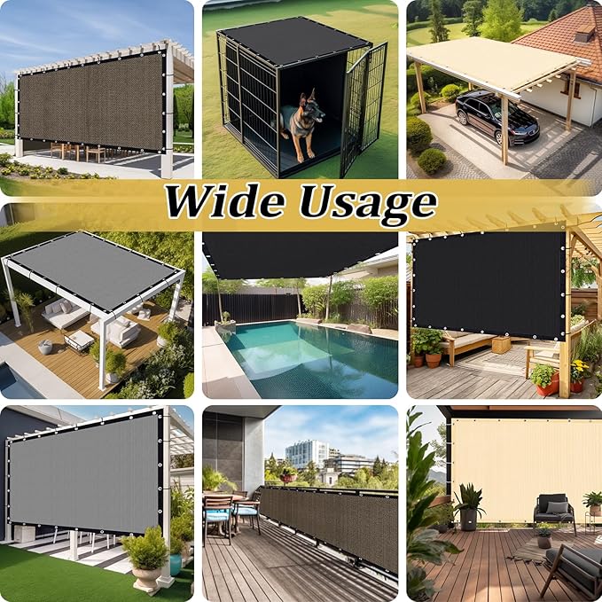 Shade&Beyond Customized Size 10' X 20' Shade Cloth with Grommets, 90% UV Protection UV Protection Mesh Tarp Sun Screens for Patio GN04, Sand