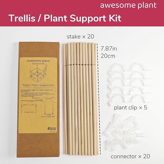Trellis System (20 PCS) Plant Support Stakes Kit, 7.87 Inches Plant Stakes for Indoor Hydroponic Growing System, Compatible with Aerogarden Harvest XL Bounty and iDOO Indoor Garden