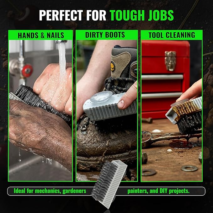 Grip Clean Nail Brush for Cleaning Fingernails – Heavy Duty Nail Brush with Extra Stiff Bristles - Fingernail Brush & Nail Scrubber Brush with Suction Cup Backing for Men & Women - 1 Pack
