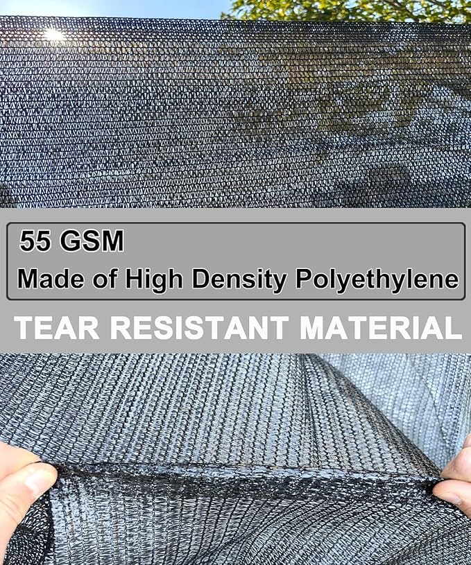 e.share Sun Shade Cloth, 40%-50% Sun Block Mesh Net, 6.5FT x 12FT Breathable Black Screen for Garden Greenhouse Patio Plants Vegetables Flowers