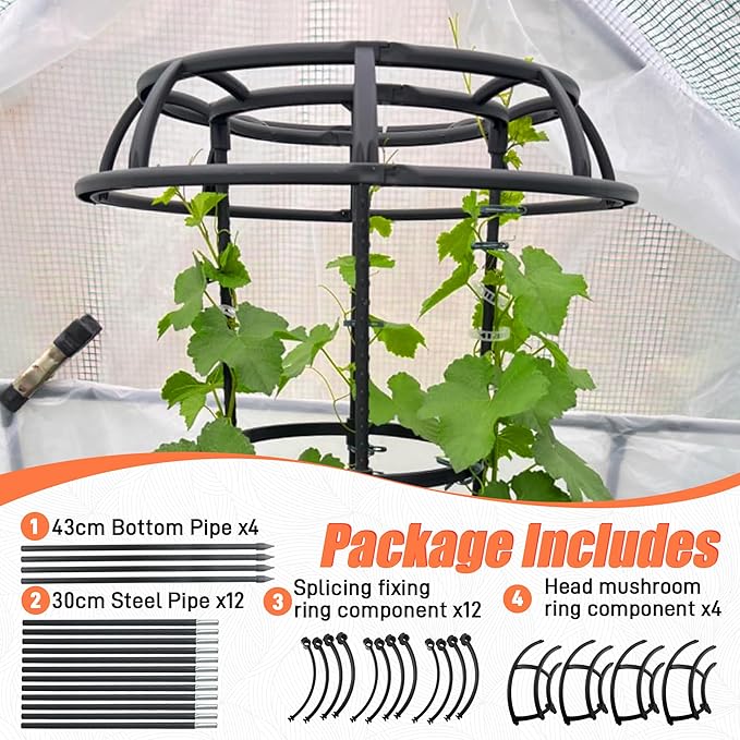 65 Inch Garden Trellis for Climbing Plants Outdoor, Mushroom Top Trellis for Potted Plants, Vines, Roses, Clematis, and Vegetables, Plant Trellis Support 1 Pack