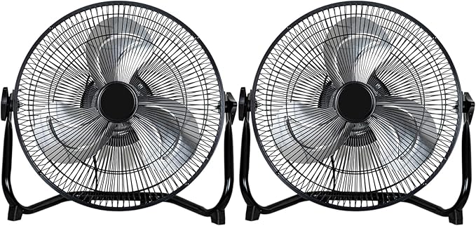BILT HARD 12 inch 3-Speed High Velocity Floor Fan, 1650 CFM Powerful Airflow Fan, Heavy Duty Metal Fan with 180-Degree Tilt for Bedroom, Home, Residential Use, 2 Pack