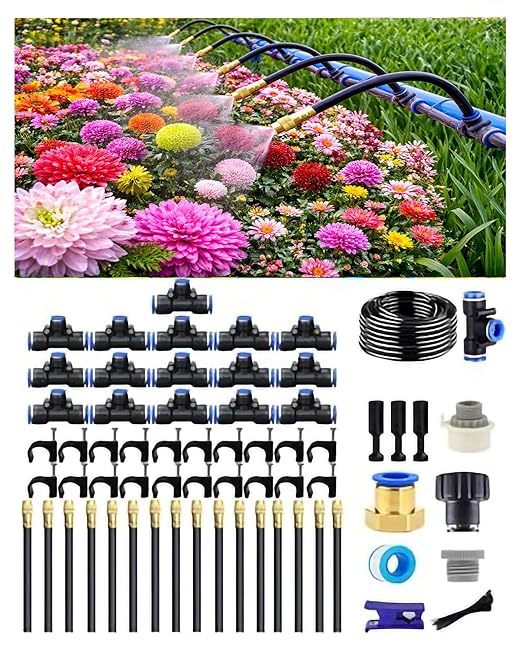 Drip Irrigation System,Automatic Garden Watering System, 360 Adjustable Mist Sprayer Nozzle, High Volume Water Flow Rotating Sprinkler Head for Garden,Patio,Potted Plants, Fine Misting to Jet Spray