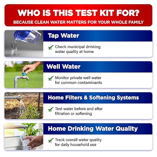 All-New 20 in 1 Drinking Water Testing Kit 120 Strips, Home Tap and Well Water Test Kit for Hardness, Lead, Iron, Copper, Chlorine, Fluoride