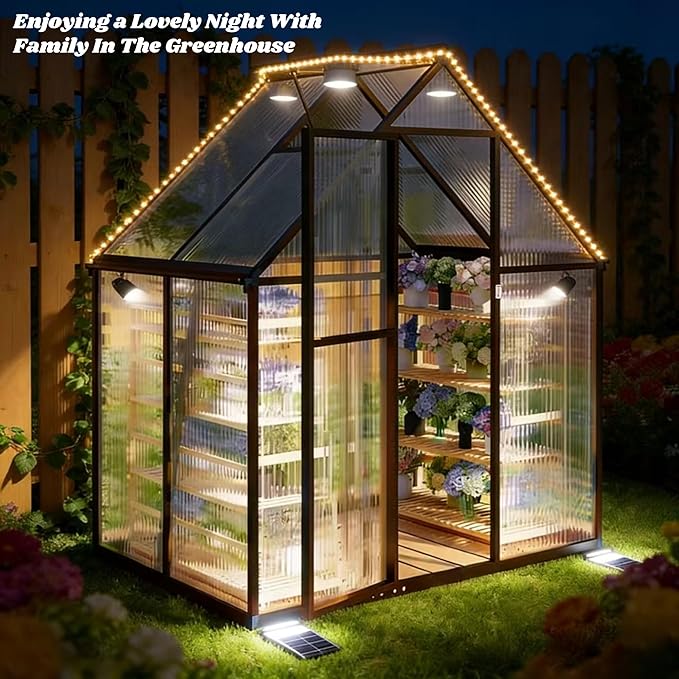 6 x 4 FT Greenhouse for Outdoors, Polycarbonate Greenhouse with Quick Setup Structure and Roof Vent, Aluminum Large Walk-in Green House for Outside Garden Backyard, Dark Gray