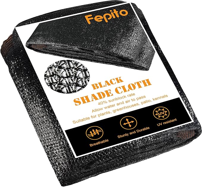 FEPITO 40% Shade Cloth 8ftx16ft Sunblock Shade Net Black Mesh Shade Net for Plant Greenhouse Parking Garden Yard or Kennel