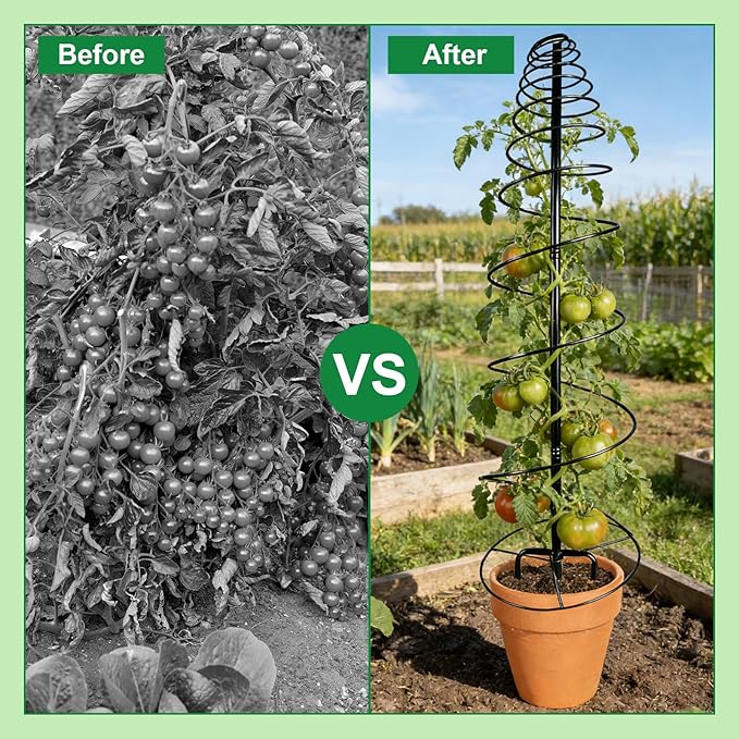 2 Pack Spiral Metal Trellis for Climbing Plants Outdoor, 41" Adjustable Plants Trellis Support Metal Garden Trellis with Center Pole and 3 Pronged, Climbing Plant Grow Cage Stand for Plants Flowers