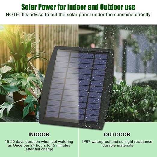 Solar Automatic Drip Irrigation Kit System, JIYANG Solar Powered Auto Easy DIY Watering Device Supported Pots Plants, 12 Timing Modes with Anti-Siphoning Device (Supported 20-30 Pots, 12Timing Modes)