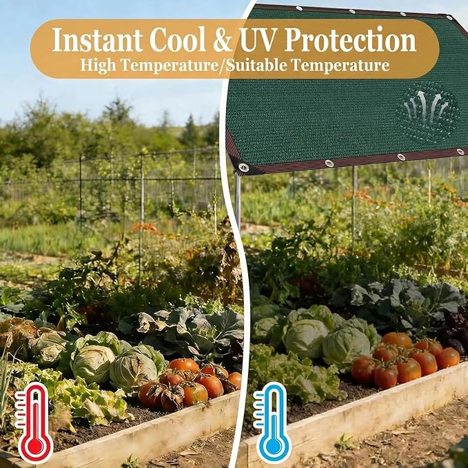90% Sun Shade Cloth with Improved Grommets 14x 52 FT Outdoor Sun Screen Fabric Cover for Patio Garden Pergola Canopy - Dark Green