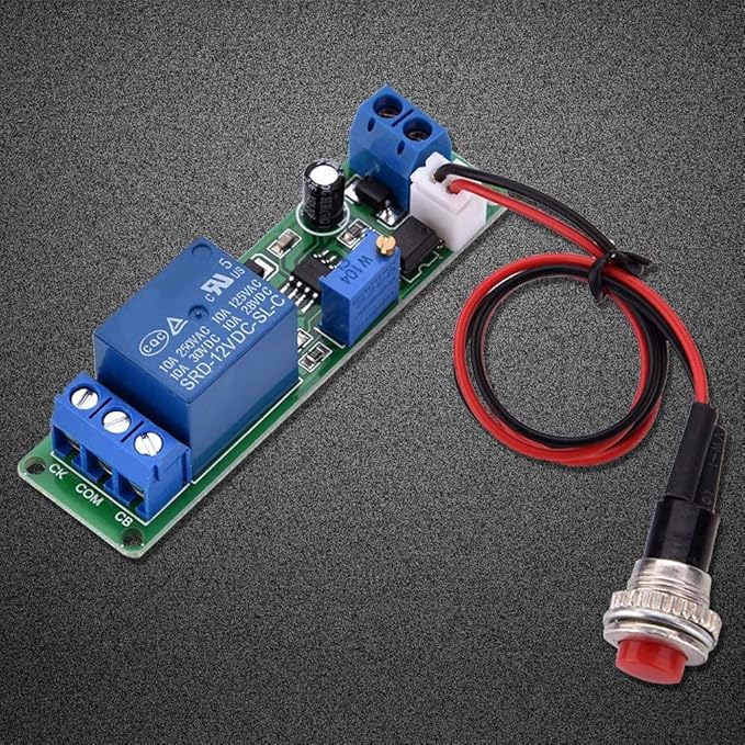 DC 12V Adjustable Delay Timer Module with 1–10 Second Off-Delay Relay Switch for Automotive Electronics, Industrial Control and DIY Projects