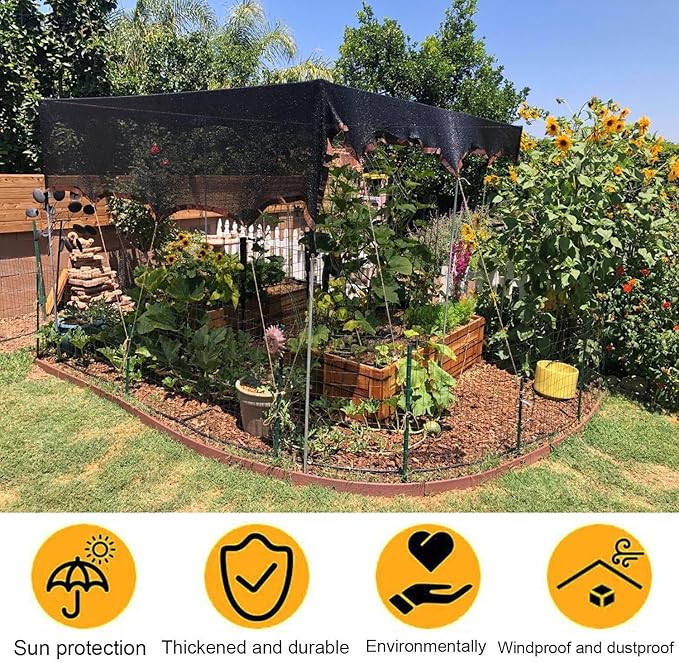 4x6M Shade Cloth for Greenhouse 3x5m 5x8m Shade Netting with Grommets Sunblock Shade Mesh UV Resistant for Garden, Pergola, Patio，Plants, Chicken Coop, Outdoor(36 x 43ft)