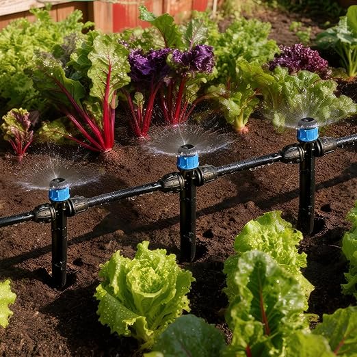 RedChili 20 Pieces Drip Emitters for 1/4" Drip Irrigation Tubing, Adjustable 360 Degree Vortex Drip Emitters with Stake 360° Full Circle Umbrella Shape Pattern Garden Two Way Irrigation Micro Drippers