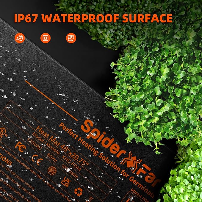 Spider Farmer Seedling Heat Mat 48"x20.75" Waterproof Plant Heating Pad with Built-in Temperature Controller for Indoor Seed Starting Germination Hydroponics Cutting Clone, Greenhouses and Brewing