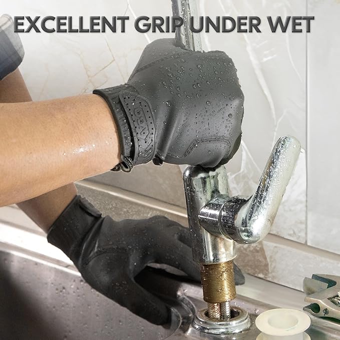 Vgo... NGG X1 Chemical Resistant Work Gloves,Starﬁsh-Gen Seamless Gription Work Gloves,Reusable,Waterproof (TP1147)