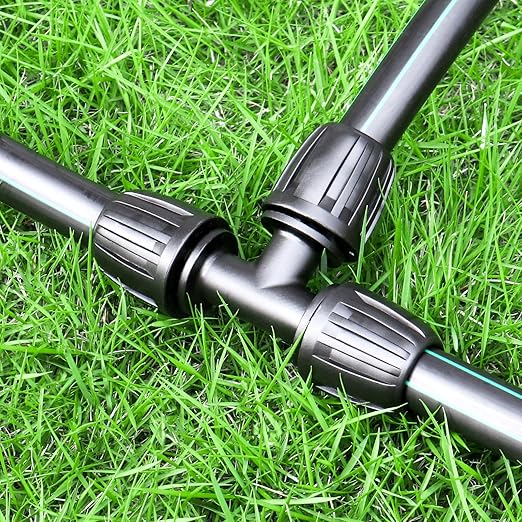 1/2" Drip Irrigation Tee Fittings: 10-Piece Barbed Locked Nut Tee Connectors for 1/2" Drip Tubing (0.650" OD, 13mm ID)