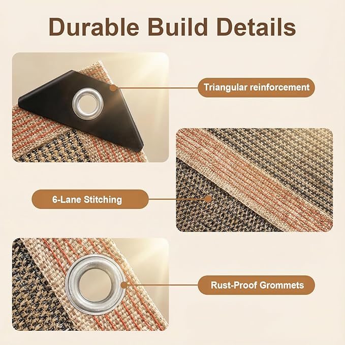 90% Sun Shade Cloth with Grommets, 6.5 x 10 FT Pergola Replacement Shade Cover Canopy Privacy Screen for Outdoor Patio Garden, Mocha
