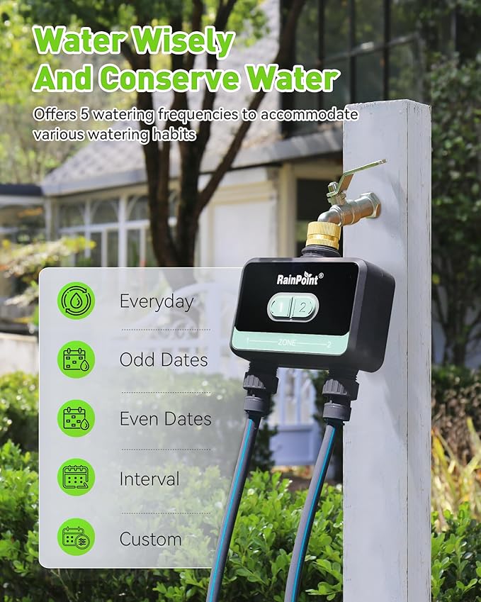 RainPoint WiFi Water Timer for Garden Hose with Brass Inlet,Blue
