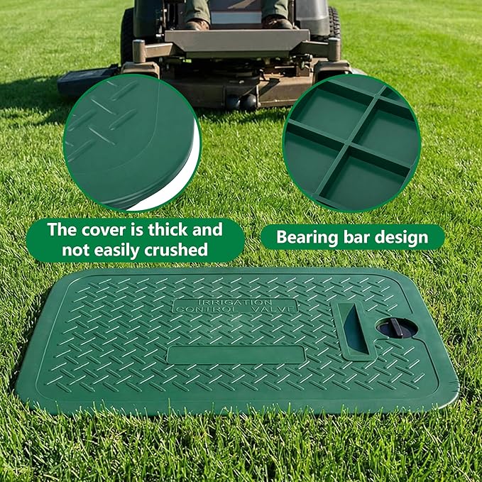 2 Pcs 12 x 17 Inch Irrigation Valve Box Cover, Rectangular Sprinkler Valve Lids with Plug, Sprinkler Valve Cover Replacement for Outdoor Irrigation Watering Equipment, Only Covers, Box Not Included
