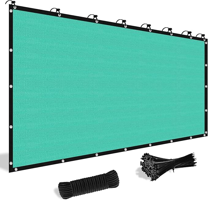 Shade&Beyond Customized Size 5' X 8' Shade Cloth with Grommets, 90% UV Protection UV Protection Mesh Tarp Sun Screens for Patio GN04, Turquoise