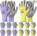 toolant Crinkle Latex Work Gloves Bulk, Rubber Coated Safety Work Gloves for Men and Women, 12 Pairs for Construction, Gardening, Warehouse (Purple & Yellow, X-Large)