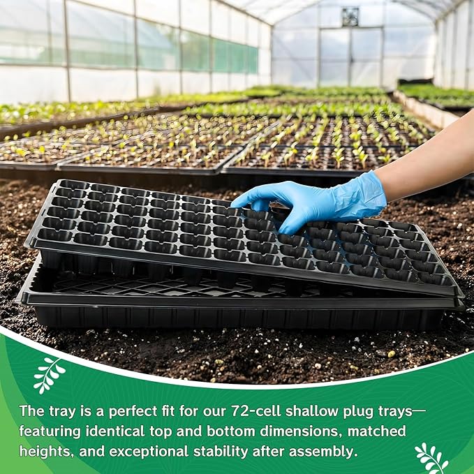 Vesici 60 Pack Seed Starter Trays and 72-Cell Plug Trays Sturdy Plastic Seedling Nursery Bundle for Microgreens, 1020 Tray Germination, Plant Propagation and Seed Starting & Transplanting