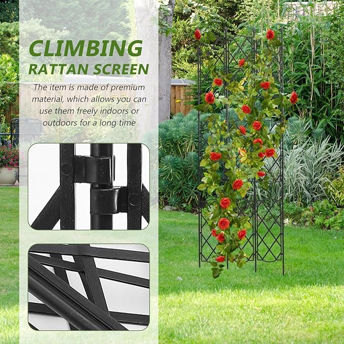 Toddmomy Metal Plant Climbing Trellis Rack 46.5-135cm Adjustable Steel Vine Plant Support for Outdoor Garden