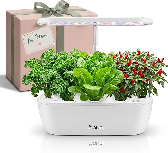 Nouri Hydroponics Growing System, 12 pod Smart Indoor Herb Garden Kit with LED Grow Lights, Hydroponic Herb Garden Indoor for Plant Lovers, Gardeners, Kitchen, Basil Seeds Included