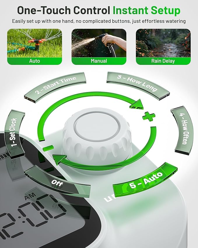 [2026 Upgrade] Sprinkler Timer with Brass Inlets & Outlets, Unistyle Programmable Water Timer for Garden Hose, IP55 Waterproof Hose Timers with Manual Irrigation Timers for Yard and Lawn Patio