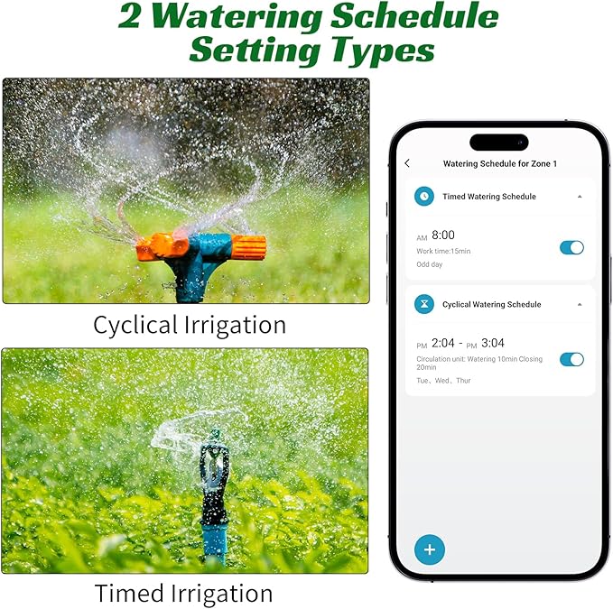 WiFi Sprinkler Timer 2 Zone, Smart Water Timer for Garden with App Remote Control for Travel, Brass Inlet Smart Irrigation System for Outdoor Hose, Patios, Lawns, Flower Bed & Yard Care