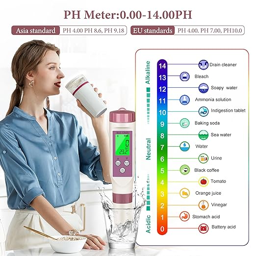 PH Meter 7-in-1 Tds Meter/Salinity Tester/pH Meter/EC Meter/Orp Meter/S.G Meter/Temp ph Tester Digital,PH Meter for Water 0.01pH Accuracy,Tds Meter with ATC.