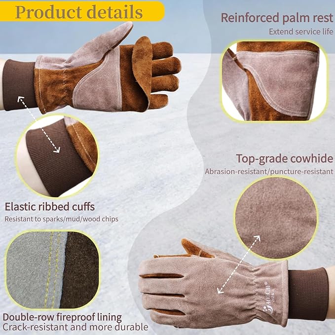 Work Gloves, Puncture and Abrasion Resistant, Heat Resistant, Gardening, Welding, Construction, Cooking, Oven Mitts