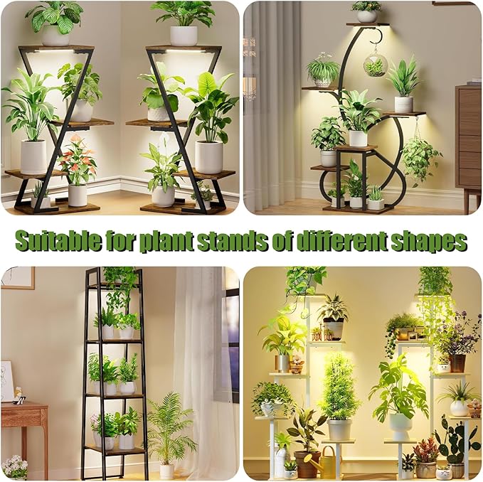 8.6'' LED Grow Light Strips, Full Spectrum 3500K Grow Lights for Indoor Plants, 4 Head with 3/9/12H Timer, 10 Dimmable Levels, Suitable for Seedling, Succulent, Plant Shelf and Greenhouse, 1-Pack