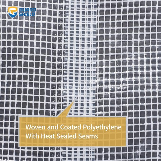 GUARD SHIELD Clear White Tarp Heavy Duty 12x16 Feet Waterproof for Greenhouse Outdoor Garden Poly Cover UV Resistant 3x3 Weave 10mil