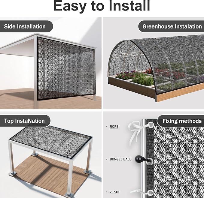 SUNNY GUARD 35-45% Sun Shade Cloth, 10 x 20 FT Black HDPE Mesh – Breathable Garden Shade Cover for Plants, Vegetables, Greenhouse, Patio, Chicken Coop & Dog Kennel
