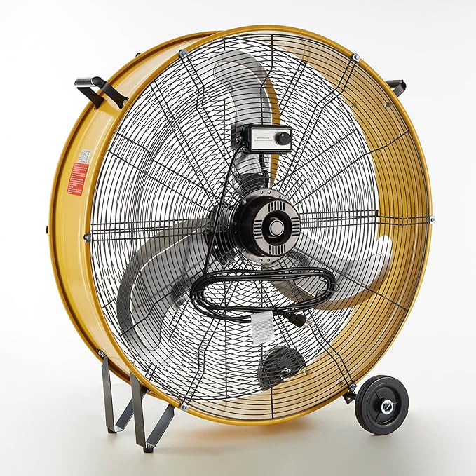 HiCFM 13000 CFM 30 inch Heavy Duty High Velocity Barrel Floor Drum Fan With Powerful 1/3HP Motor, 9ft Cord, 5in Solid Wheels for Workshop, Garage, Commercial or Industrial rooms - UL Safety Listed