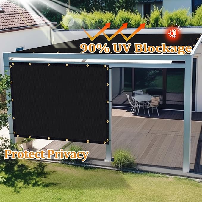 Shade&Beyond Customized Size 16' X 23' Shade Cloth with Grommets, 90% UV Protection UV Protection Mesh Tarp Sun Screens for Patio GN04, Black