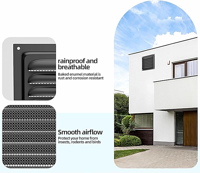 6 x 6 Attic Vents Gable Vents, piiyoosnn 304 Stainless Steel Louvered Grille Cover, White Wall Vent,Best for Small Vehicle, Cockloft, Bedrooms, Garage Door Wall Ventilated