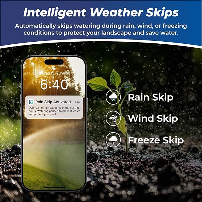 Smart Sprinkler Controller – 8 Zone WiFi Irrigation Controller with App, Weather-Based Scheduling, Easy DIY Setup