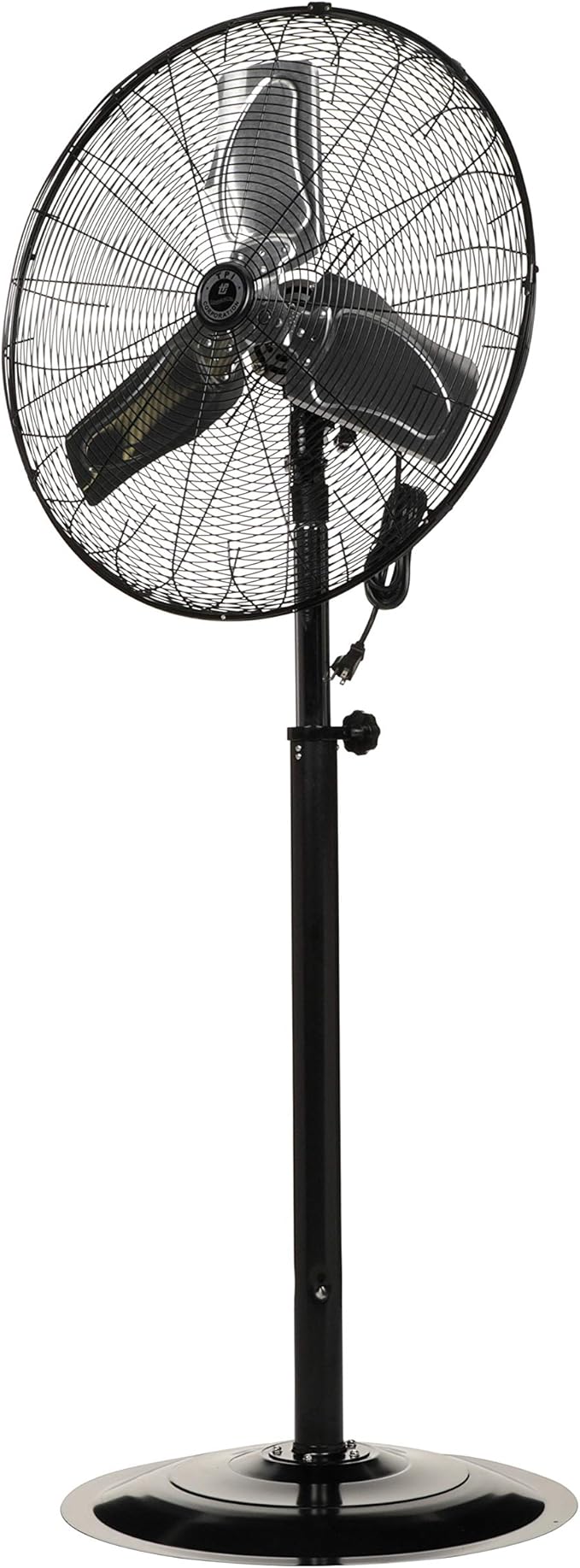 TPI Corporation CACU24-PO Oscillating Commercial Pedestal Fan, 24" Blade Diameter, Unassembled, Includes Pedestal Mount Kit, 3 Speed 120 Volt Motor, 9' Cordset, Black
