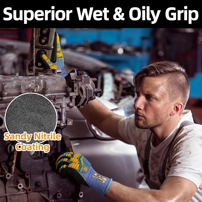 Schwer PRO-SKIN Impact Gloves with ANSI A4 Cut Reistant Protection, Flexible and Comfortable Work Gloves with Grip，Touchscreen, Used for Oil and Gas E&P，Mechanic, Construction, M, PM3900-T