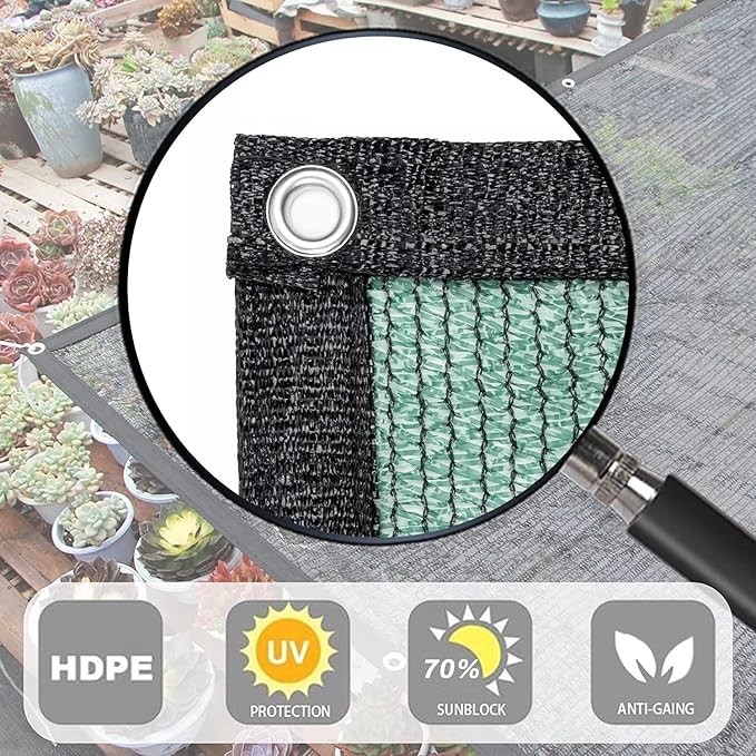 LOVE STORY 12x16FT 70% Dark Green Shade Cloth Sun Shade Net with Grommets Sunblock Net Mesh Tarp for Garden,Plants Cover,Greenhouse and Patio