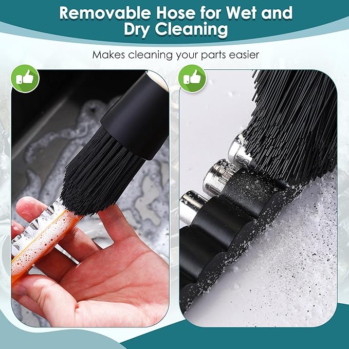 Dreyoo Parts Washer Brush with 27.5 Inch Flow Hose, Wear Resistant Cleaning Tool with 2 Stainless Steel Clamps, Flow Through Parts Brush for Automotive Cleaning and Car Detailing