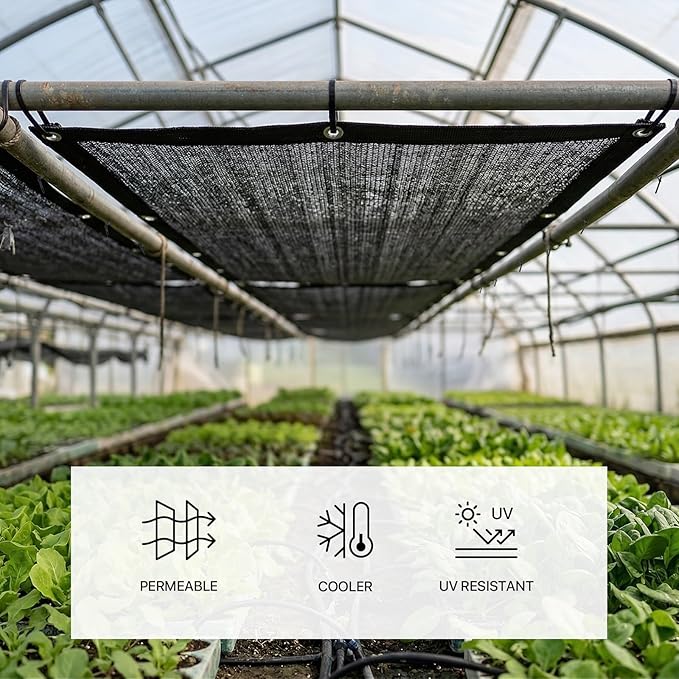 ColourTree 70% Black Shade Cloth Custom Size 7FT x 26FT Mesh Tarp, UV Resistant Netting with Upgrade Grommets for Plant Cover, Greenhouse, Chicken Coop, Barn, Kennel, Garden. (We Make Custom Size)
