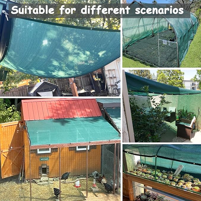 70% Green Shade Cloth with Grommets, 20 FT X 20 FT Premium Heavy Duty Shade Cover, UV Blocking Mesh Tarp for Garden, Patio Plants Cover, Barns Kennel,Tomatoes